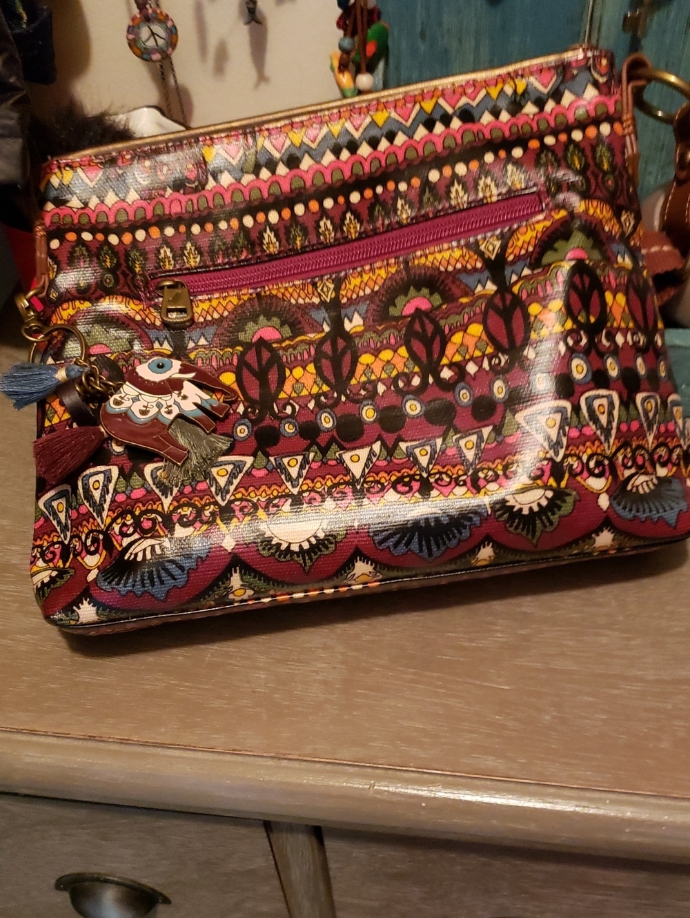 Boho Patterned Crossbody Bag in Multicolor